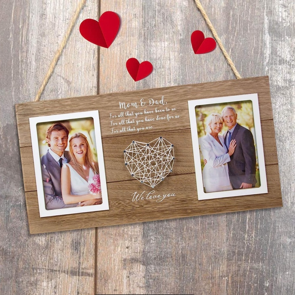 VILIGHT Parents Wedding Gifts from Bride and Groom Rustic Picture Frame